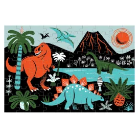 Mudpuppy Puzzle: DINOSAURES glow-in-the-dark 45x30cm, 100 pièces, dans une boîte 19x13x9cm, 5+