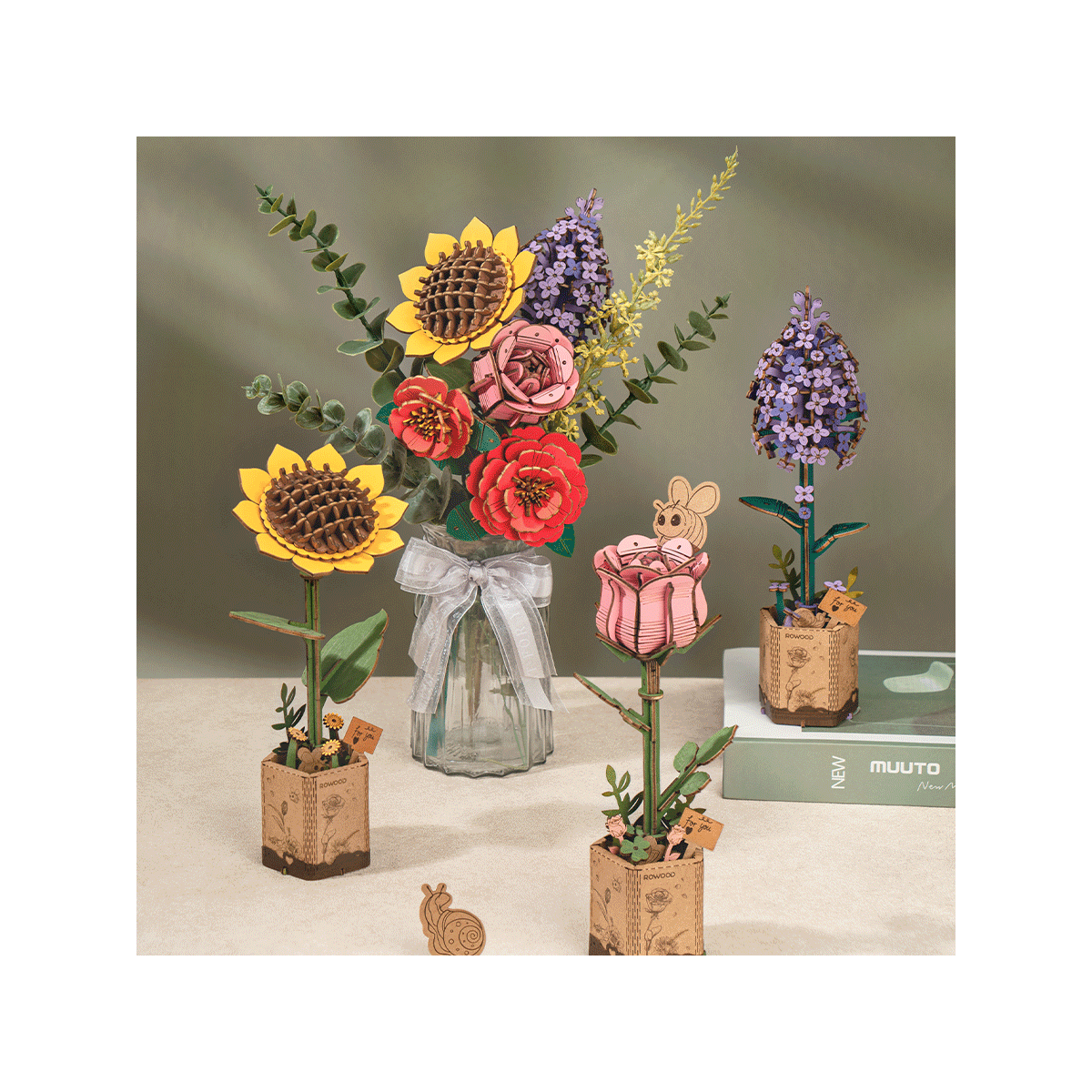 Rowood DIY Bouquet de fleurs en bois Puzzle 3D en bois TW061