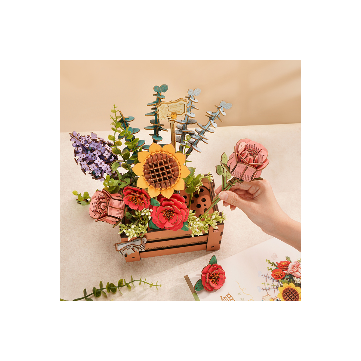Puzzle 3D DIY Rowood Boîte à Fleurs en Bois TW02H
