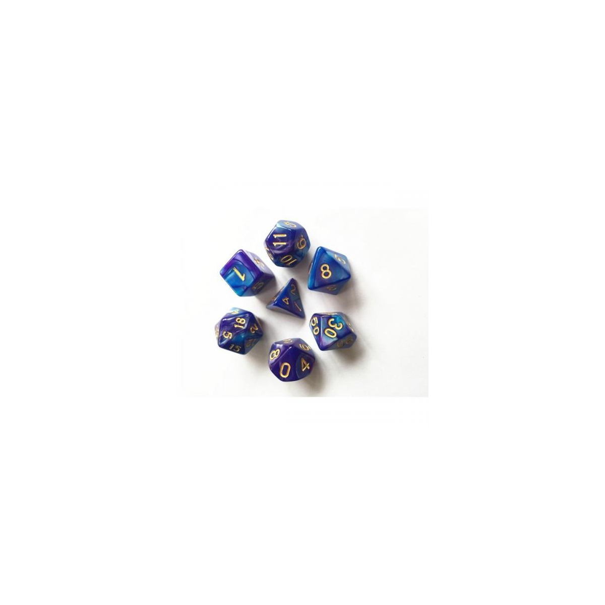  HDB-20 Lot de 7 dés en boîte – Fusion Bleu et violet sombre