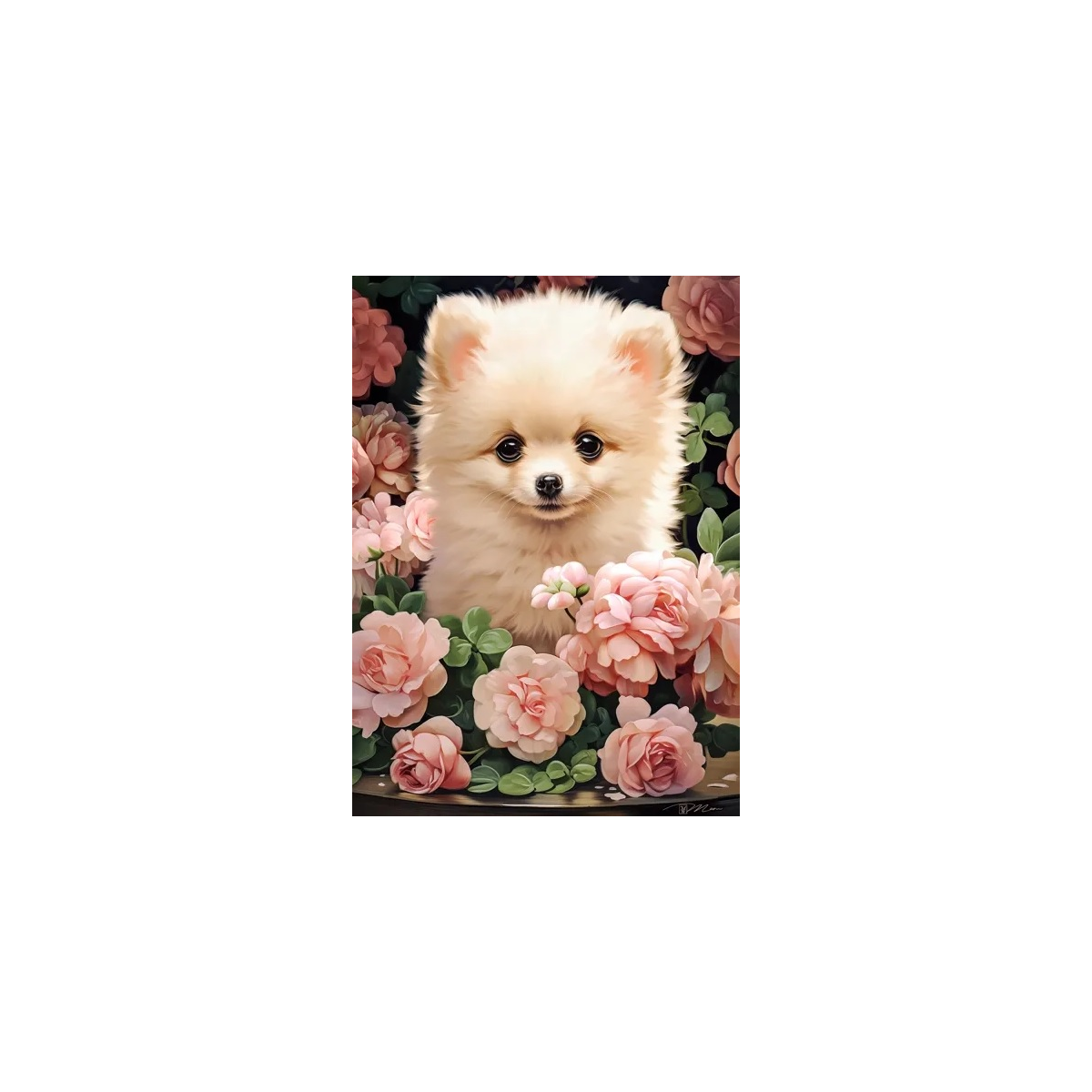  Puzzle POMERANIAN PUPPY IN ROSES